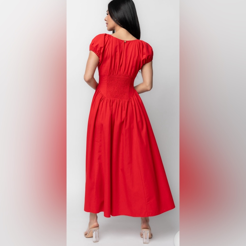 Baltic Born Red Midi Cotton Dress - Picture 4 of 9